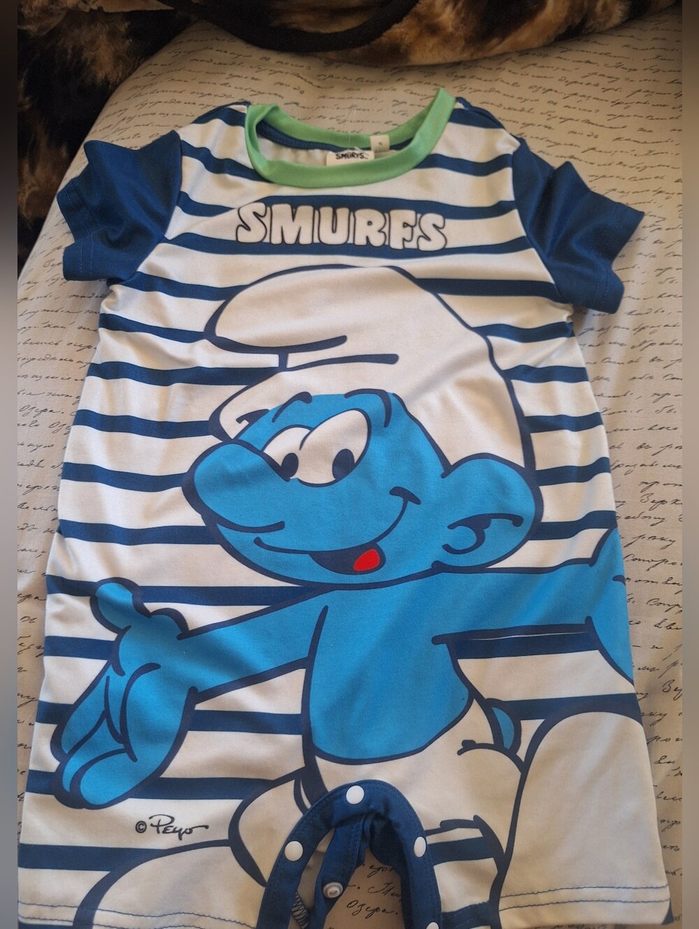 Smurfs Blue Striped Baby Romper